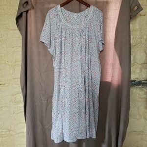 Aria Collection Sleep Gown Womens 5X White Floral Short Sleeve Jersey Chemise